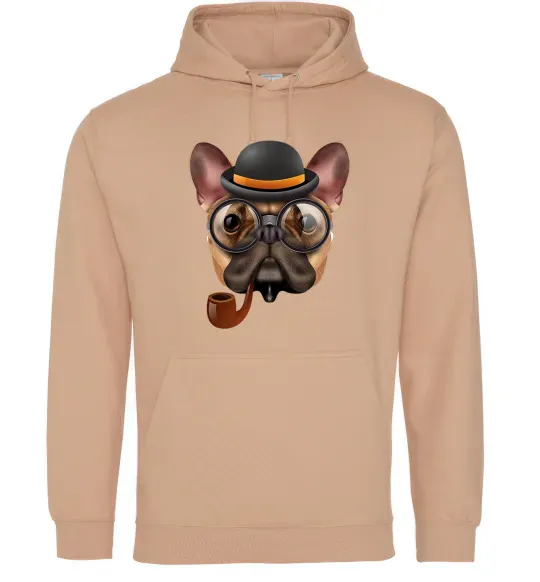 Чоловіча толстовка (худі) Бульдог з сигарою Пісочний фото