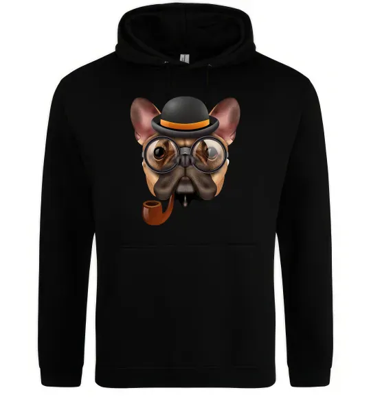 Жіноча толстовка (худі) Бульдог з сигарою Чорний фото