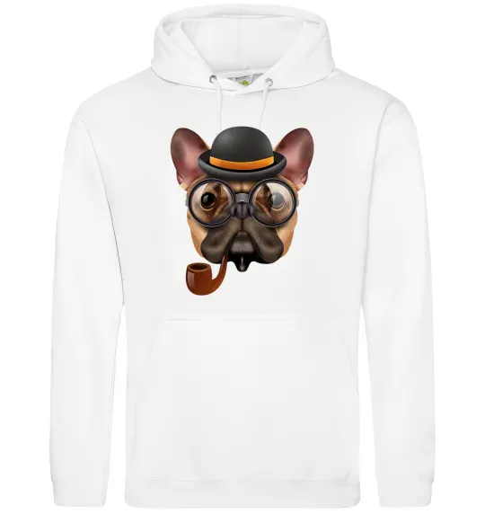 Жіноча толстовка (худі) Бульдог з сигарою Білий фото