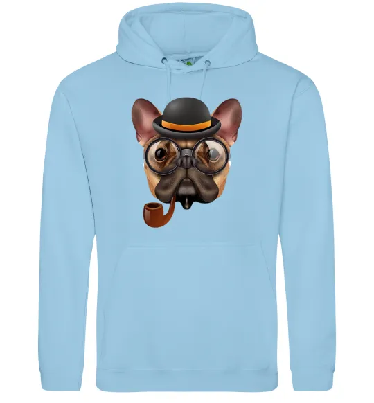 Жіноча толстовка (худі) Бульдог з сигарою Блакитний фото