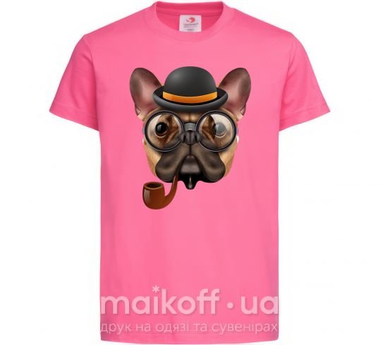 Детская футболка Бульдог с сигарой Ярко-розовый фото
