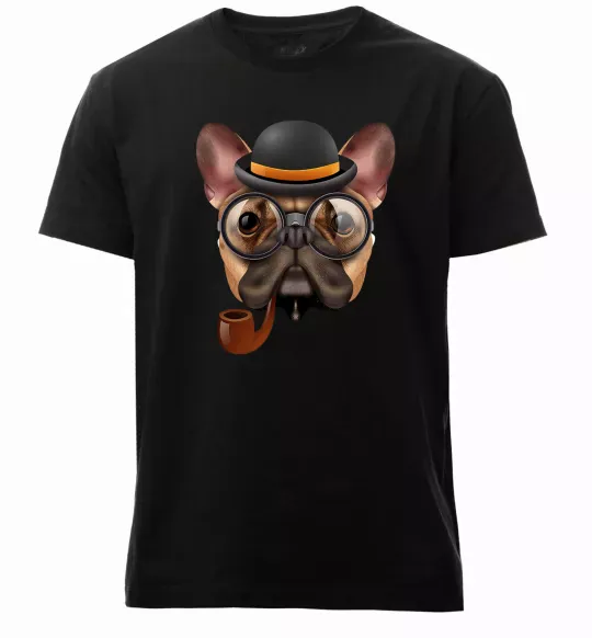 Чоловіча преміум футболка Бульдог з сигарою Чорний фото