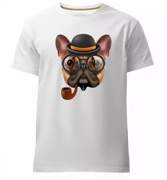 Чоловіча преміум футболка Бульдог з сигарою Білий фото