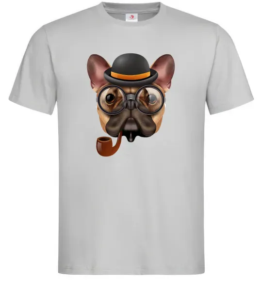 Чоловіча футболка Бульдог з сигарою Сірий фото