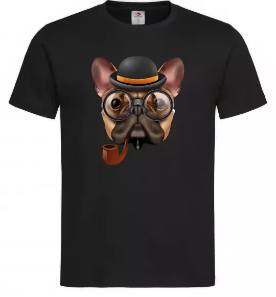 Чоловіча футболка Бульдог з сигарою Чорний фото