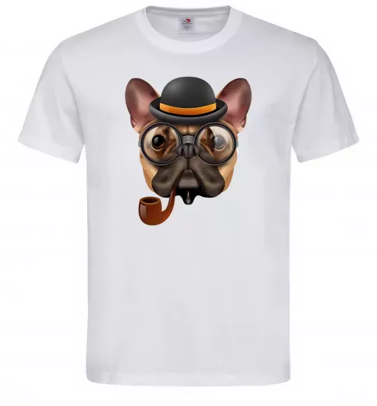 Чоловіча футболка Бульдог з сигарою Білий фото