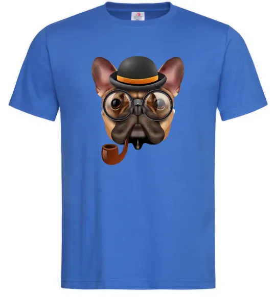 Чоловіча футболка Бульдог з сигарою Яскраво-синій фото