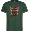 Чоловіча футболка Бульдог з сигарою Темно-зелений фото