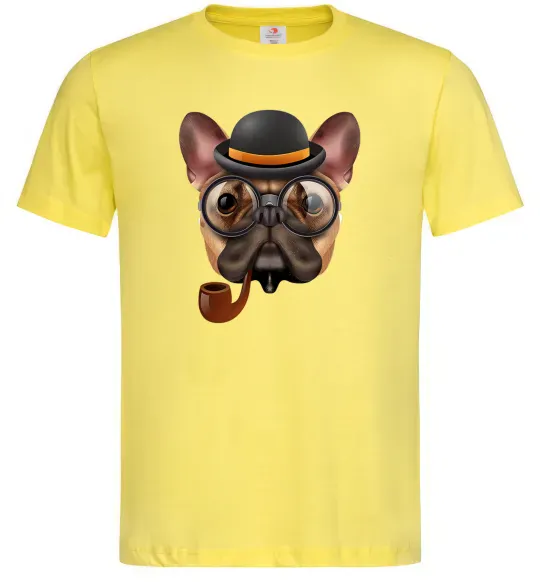 Чоловіча футболка Бульдог з сигарою Лимонний фото