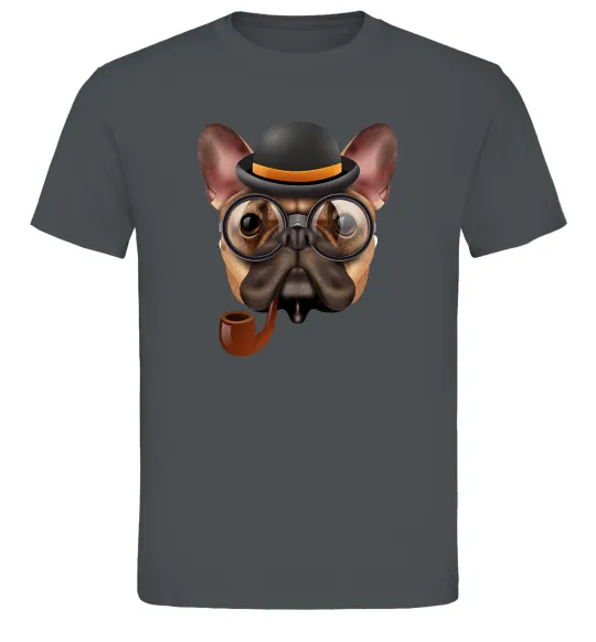 Чоловіча футболка Бульдог з сигарою Графіт фото