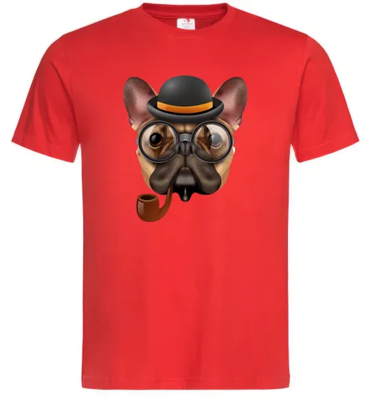 Чоловіча футболка Бульдог з сигарою Червоний фото