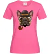 Женская футболка Бульдог з сигарою Ярко-розовый фото