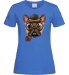 Женская футболка Бульдог з сигарою Ярко-синий фото