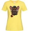 Женская футболка Бульдог з сигарою Лимонный фото