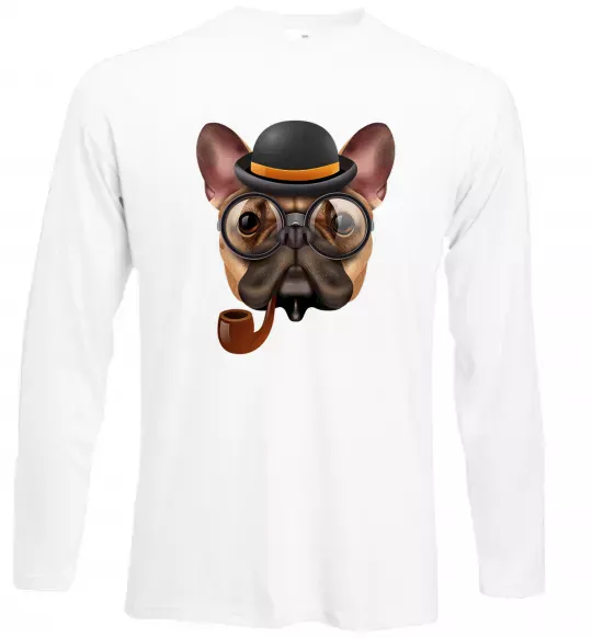 Лонгслив Бульдог з сигарою Белый фото