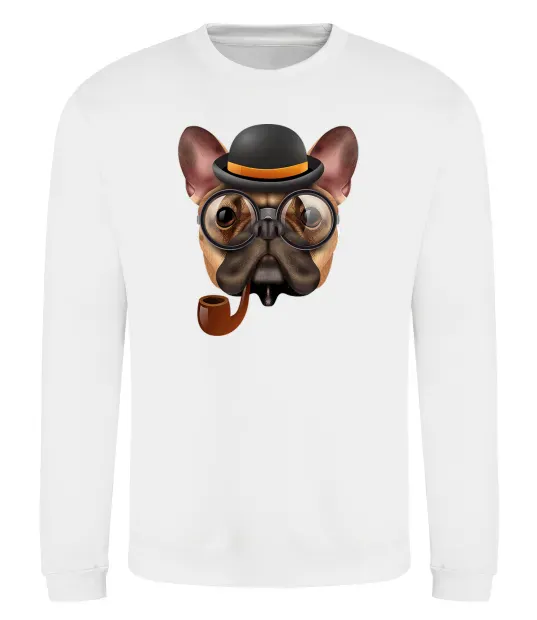 Світшот Бульдог з сигарою Білий фото