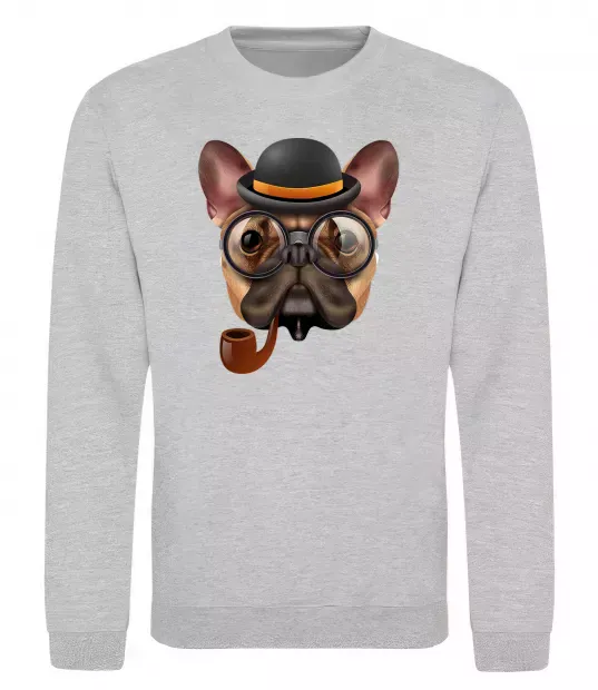 Світшот Бульдог з сигарою Сірий меланж фото