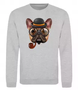 Свитшот Бульдог з сигарою Серый меланж фото