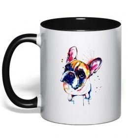 Чашка з кольоровою ручкою Малюнок бульдог Чашка з кольоровою ручкою Малюнок бульдог