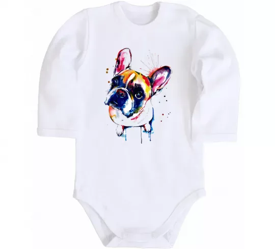 Детский боди Малюнок бульдог Белый фото