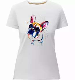 Женская премиум футболка Bulldog popart Белый фото