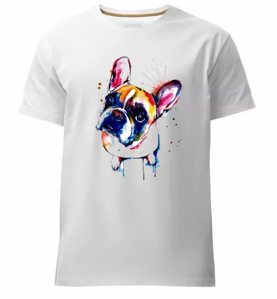Чоловіча преміум футболка Малюнок бульдог Білий фото