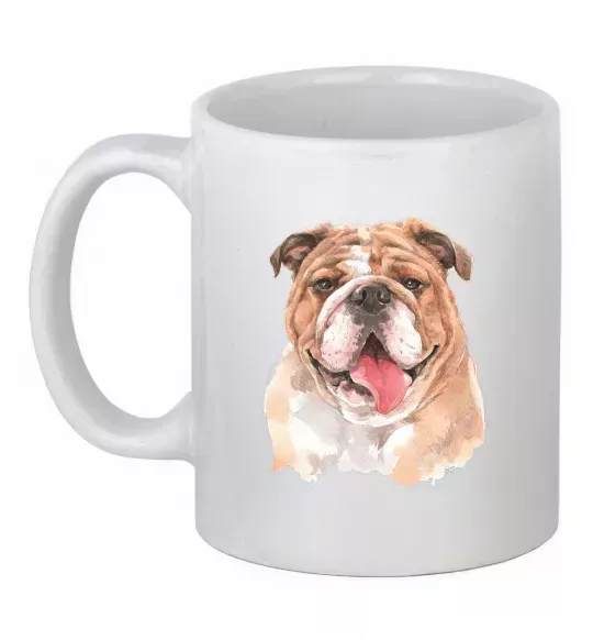 Чашка керамічна Бульдог картина Білий фото