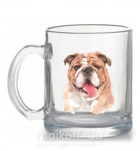 Чашка стеклянная Бульдог картина Прозрачный фото