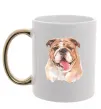Чашка з кольоровою ручкою Бульдог картина Золото фото