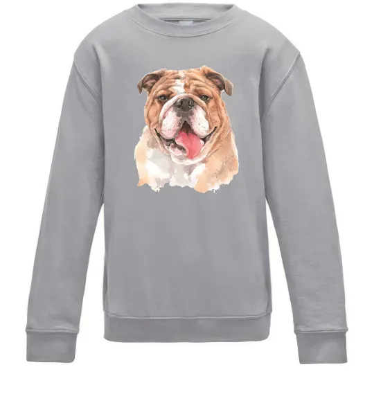 Дитячий світшот Бульдог картина Сірий меланж фото