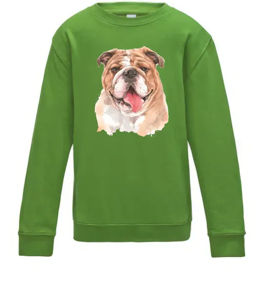 Дитячий світшот Бульдог картина Лаймовий фото