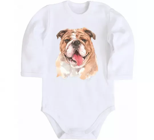 Дитячий бодік Бульдог картина Білий фото