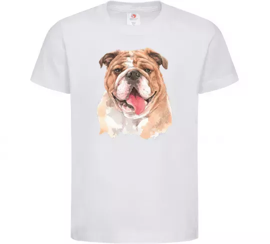 Детская футболка Бульдог картина Белый фото
