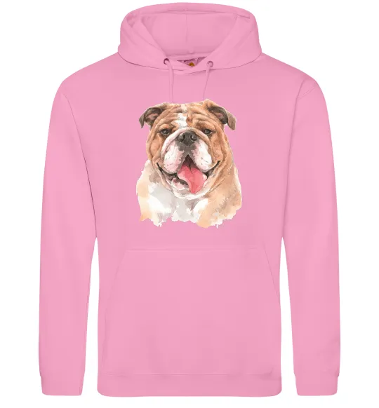 Женская толстовка (худи) Бульдог картина Розовый фото