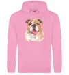 Женская толстовка (худи) Бульдог картина Розовый фото
