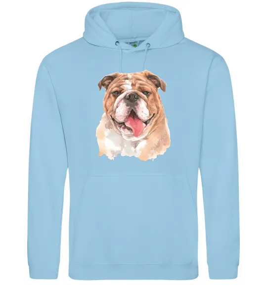 Женская толстовка (худи) Бульдог картина Голубой фото