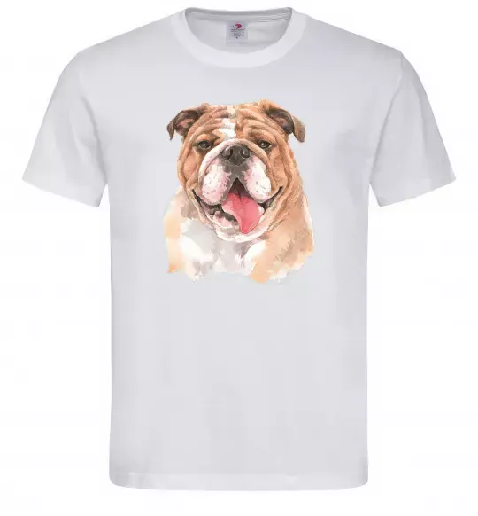 Чоловіча футболка Бульдог картина Білий фото