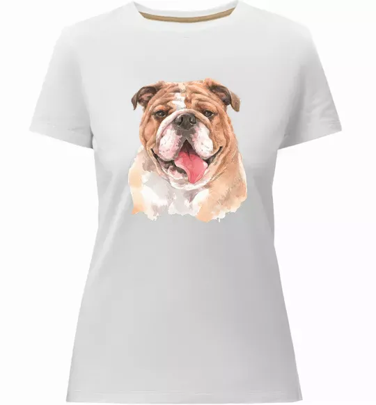 Жіноча преміум футболка Бульдог картина Білий фото