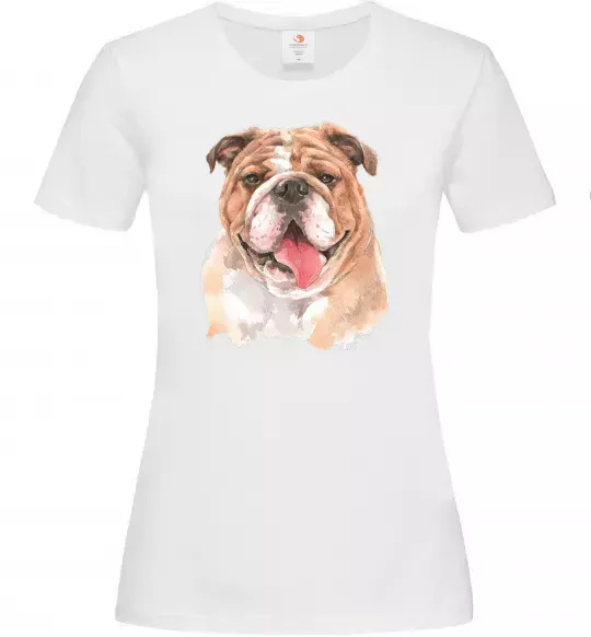 Женская футболка Бульдог картина Белый фото
