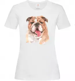 Женская футболка Бульдог картина Белый фото