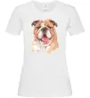 Женская футболка Бульдог картина Белый фото