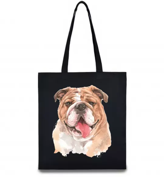Эко-сумка Бульдог картина Черный фото