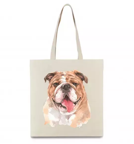 Эко-сумка Бульдог картина Бежевый фото