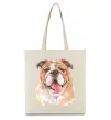 Эко-сумка Бульдог картина Бежевый Эко-сумка Бульдог картина Бежевый фото