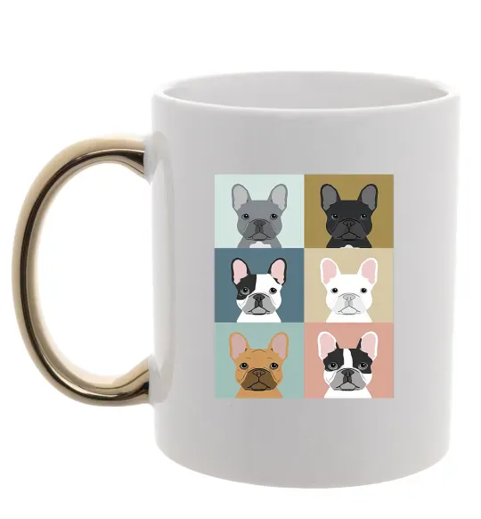 Чашка с цветной ручкой Bulldog popart Золото фото