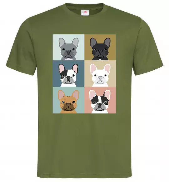 Мужская футболка Bulldog popart Оливковый фото