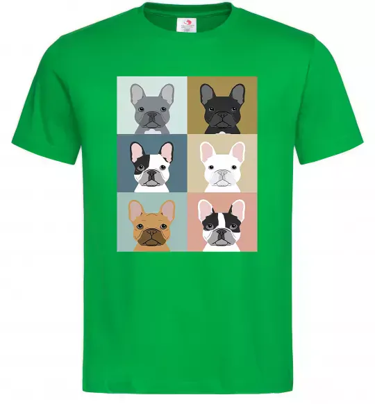 Мужская футболка Bulldog popart Зеленый фото