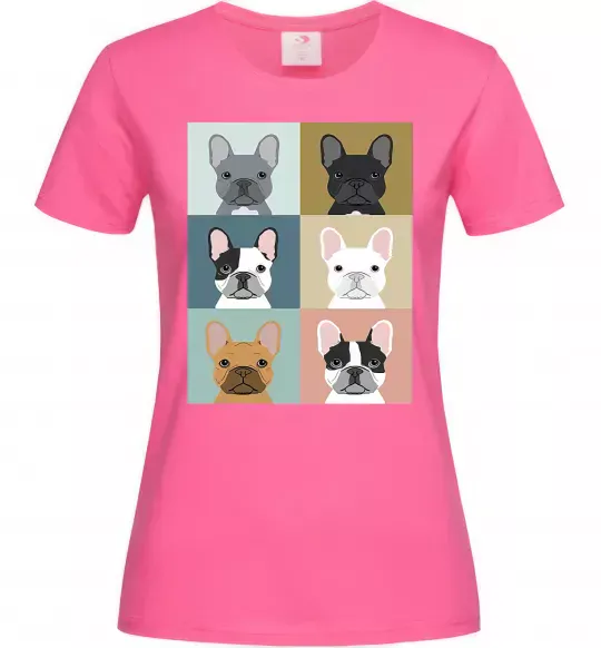 Жіноча футболка Bulldog popart Яскраво-рожевий фото