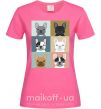 Женская футболка Bulldog popart Ярко-розовый фото