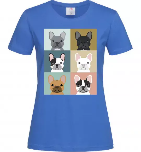 Жіноча футболка Bulldog popart Яскраво-синій фото